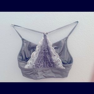 Gray satin lace unlined wireless bralette adjustable straps - 12